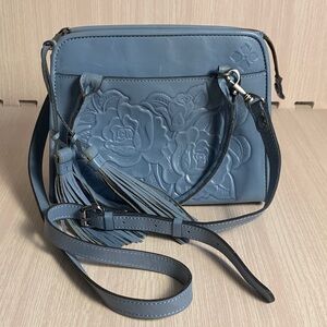 Patricia Nash Sunflower blue  Embossed Leather Bag